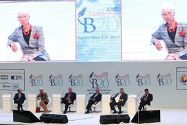 Giám đốc IMF Christine Lagarde và các Bộ trưởng Tài chính G20 tại Hội nghị. (Nguồn: AFP/TTXVN)