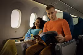Hạng ghế phổ thông Đặc biệt của hãng hàng không Vietnam Airlines. (Ảnh: Anh Tuấn/Vietnam+)
