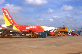 Máy bay của hãng hàng không Vietjet Air. (Ảnh: Việt Hùng/Vietnam+)