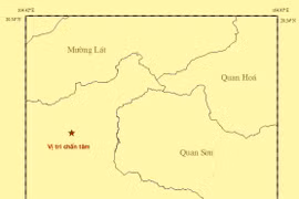 Bản đồ chấn tâm trận động đất. (Nguồn ảnh: Viện Vật lý địa cầu)