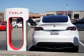 Ôtô điện của hãng Tesla tại bãi đỗ xe ở San Bruno, California, Mỹ. (Ảnh: THX/TTXVN)