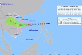 Đường đi của vùng áp thấp lúc 7h sáng 18/9. (Ảnh: TTXVN phát)