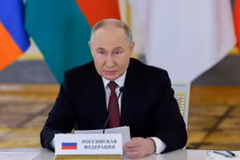 Tổng thống Nga Vladimir Putin phát biểu tại thủ đô Moskva ngày 8/5. (Ảnh: AFP/TTXVN)