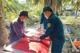 Tổ chức quy tập hài cốt các liệt sỹ tại nghĩa trang Hàng Me, Bến Tre. (Ảnh: TTXVN phát)