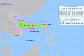 Hướng đi của áp thấp. (Ảnh: Trung tâm Dự báo Khí tượng Thủy văn Quốc gia)