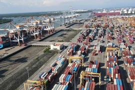 Cảng biển SSIT tại cụm cảng biển Cái Mép-Thị Vải tỉnh Bà Rịa-Vũng Tàu. (Ảnh: Đoàn Mạnh Dương/TTXVN)