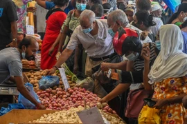 Người dân mua thực phẩm tại một khu chợ ở Colombo, Sri Lanka. (Ảnh: AFP/ TTXVN)