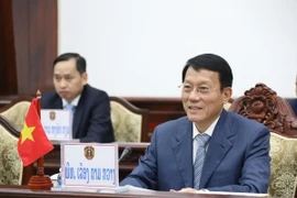 Bộ trưởng Bộ Công an Việt Nam, Thượng tướng Lương Tam Quang phát biểu tại hội đàm. (Ảnh: Xuân Tú/TTXVN)