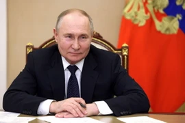 Tổng thống Nga Vladimir Putin tại cuộc họp trực tuyến ở Moskva. (Ảnh: AFP/TTXVN)