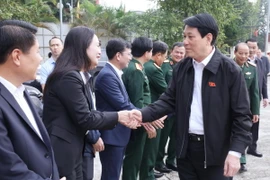 Chủ tịch nước Lương Cường với cán bộ, cử tri huyện Thường Xuân, Thanh Hóa. (Ảnh: Lâm Khánh/TTXVN)