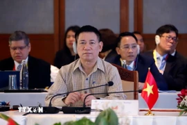 Bộ trưởng Tài chính Hồ Đức Phớc tại Hội nghị Bộ trưởng Tài chính ASEAN lần thứ 28. (Ảnh: Phạm Kiên/TTXVN)