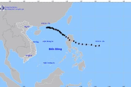 Hướng đi của áp thấp. (Ảnh: Trung tâm Dự báo Khí tượng Thủy văn Quốc gia)