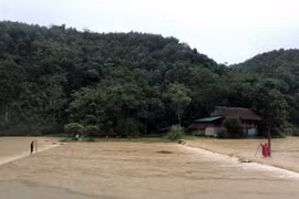 Mưa lớn gây ngập lụt ở huyện Yên Sơn, Tuyên Quang. (Ảnh: TTXVN phát)