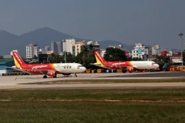 Trong ảnh: Máy bay của Hãng hàng không Vietjet tại sân bay Đà Nẵng. (Ảnh: Ngọc Hà/TTXVN)