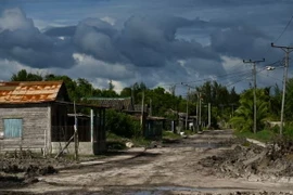 Một con phố vắng ở tỉnh Artemisa sau khi người dân được sơ tán. (Ảnh: AFP/Getty Images)