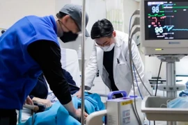 Nhân viên y tế điều trị cho bệnh nhân tại một bệnh viện ở Seongnam, Hàn Quốc. (Ảnh: Yonhap/TTXVN) 