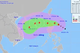 Hướng đi của cơn bão. (Ảnh: Trung tâm Dự báo Khí tượng Thủy văn Quốc gia)