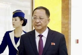 Bộ trưởng Ngoại giao Triều Tiên Ri Yong Ho tại sân bay Bình Nhưỡng trước khi lên đường tới Singapore ngày 2/8. (Ảnh: Kyodo/TTXVN)