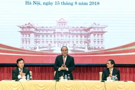 Sáng 15/8, tại Hà Nội, Thủ tướng Nguyễn Xuân Phúc dự Hội nghị Ngoại giao lần thứ 30. (Ảnh: Thống Nhất/TTXVN)