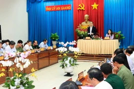 Chủ tịch nước Trần Đại Quang phát biểu kết luận buổi làm việc. (Ảnh: Nhan Sáng/TTXVN)