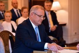 Ông Scott Morrison tại buổi nhậm chức Thủ tướng Australia ở Canberra ngày 24/8. Ảnh: (Nguồn: AFP/ TTXVN)