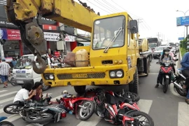 Hiện trường vụ tai nạn. (Ảnh: Ngọc Thiện/TTXVN)