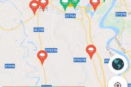 Sơ đồ các điểm ngập hiển thị trên ứng dụng. (Nguồn: Vietnam+)