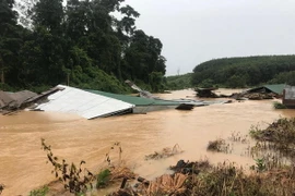 Ngập lụt tại xã Ia Dal. (Ảnh: Cao Nguyên/TTXVN)