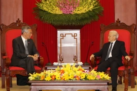 Tổng Bí thư Nguyễn Phú Trọng tiếp Thủ tướng Singapore Lý Hiển Long đang thăm chính thức Việt Nam. (Ảnh: Trí Dũng/TTXVN)