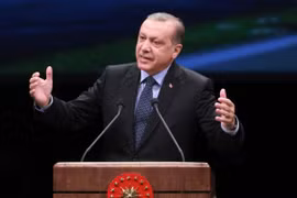 Tổng thống Thổ Nhĩ Kỳ Recep Tayyip Erdogan trong bài phát biểu tại Ankara ngày 27/1. (Nguồn: AFP/TTXVN)