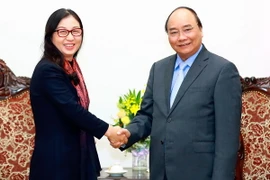 Thủ tướng Nguyễn Xuân Phúc tiếp bà Tôn Á Phương, Chủ tịch Tập đoàn Huawei. (Ảnh: Thống Nhất/TTXVN)