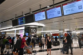 Hành khách tại sân bay quốc tế Changi, Singapore. (Ảnh: AFP/TTXVN)