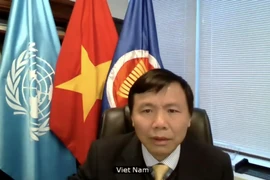 Đại sứ Đặng Đình Quý, Trưởng phái đoàn đại diện thường trực Việt Nam tại Liên hợp quốc phát biểu tại cuộc họp về vấn đề Colombia. (Ảnh: Hữu Thanh/TTXVN)