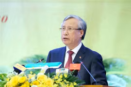 Ủy viên Bộ Chính trị, Thường trực Ban Bí thư Trần Quốc Vượng phát biểu chỉ đạo Đại hội. (Ảnh: Phương Hoa/TTXVN)