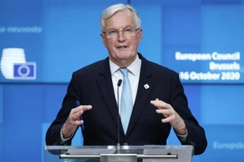 Trưởng đoàn đàm phán Brexit của Liên minh châu Âu (EU) Michel Barnier trong cuộc họp báo tại Hội nghị thượng đỉnh EU ở Brussels. (Ảnh: AFP/TTXVN)