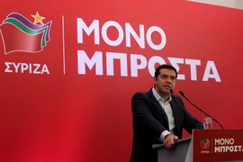 Cựu Thủ tướng Hy Lạp Alexis Tsipras tại cuộc họp của đảng Syriza ở thủ đô Athens ngày 29/8 vừa qua. (Ảnh: THX/TTXVN)