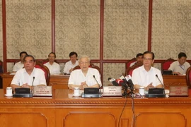 Tổng Bí thư Nguyễn Phú Trọng phát biểu tại buổi làm việc. (Ảnh: Trí Dũng/TTXVN)