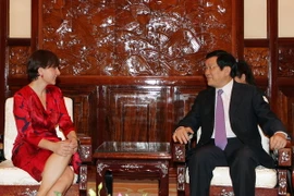 Chủ tịch nước Trương Tấn Sang tiếp bà Cecilia Piccioni, Đại sứ đặc mệnh toàn quyền Cộng hòa Italy tại Việt Nam, đến trình Quốc thư. (Ảnh: Nguyễn Khang/TTXVN)
