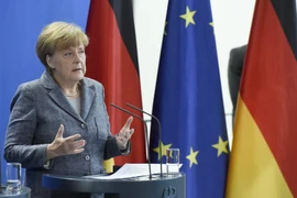 Thủ tướng Đức Angela Merkel tại cuộc họp báo về tình hình người tị nạn và di cư tại Berlin ngày 7/9. (Ảnh: AFP/TTXVN)