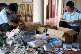 Số thuốc tân dược nhập lậu bị thu giữ. (Ảnh: Nguyễn Hoàng/Vietnam+)