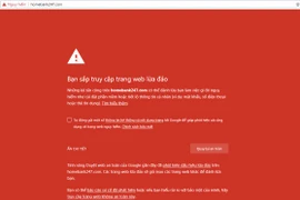 Giao diện trang web do Vietcombank cảnh báo vào sáng 10/5. (Ảnh chụp màn hình)