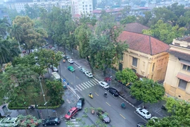 Góc phố đường Lý Thường Kiệt-Lê Thánh Tông sáng sớm ngày 25/2. (Ảnh: Vietnam+)