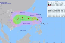 Đường đi của bão TRAMI, chiều 23/10. (Ảnh: TTXVN phát)