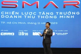 Chuyên gia báo cáo tham luận tại VSMCamp & CSMOSummit 2023. (Ảnh: Mỹ Phương/TTXVN)