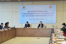 Đại diện các Bộ, ngành dự họp tổng kết về tình hình hợp tác ASEAN năm 2023 và phương hướng năm 2024. (Ảnh: Lâm Khánh/TTXVN)