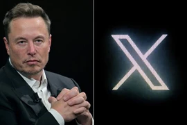 Tỷ phú Elon Musk (trái) và biểu tượng mạng xã hội X. (Ảnh: AFP/TTXVN)