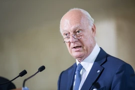 Đặc phái viên Liên hợp quốc về Syria Staffan de Mistura trong cuộc họp báo tại Geneva, Thụy Sĩ. (Nguồn: THX/TTXVN)