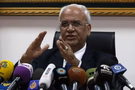 Trưởng đoàn đàm phán của Palestine Saeb Erekat. (Nguồn: AFP/TTXVN)