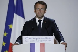 Tổng thống Pháp Emmanuel Macron phát biểu tại Paris ngày 22/9. (Nguồn: AFP/TTXVN)