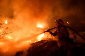 Nhân viên cứu hỏa dập lửa cháy rừng tại Mỹ. (Nguồn: THX/TTXVN)